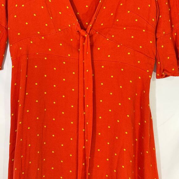 Free People ‘All Yours’ Mini Dress Red White Polka Dot Size 8 - Picture 4 of 5